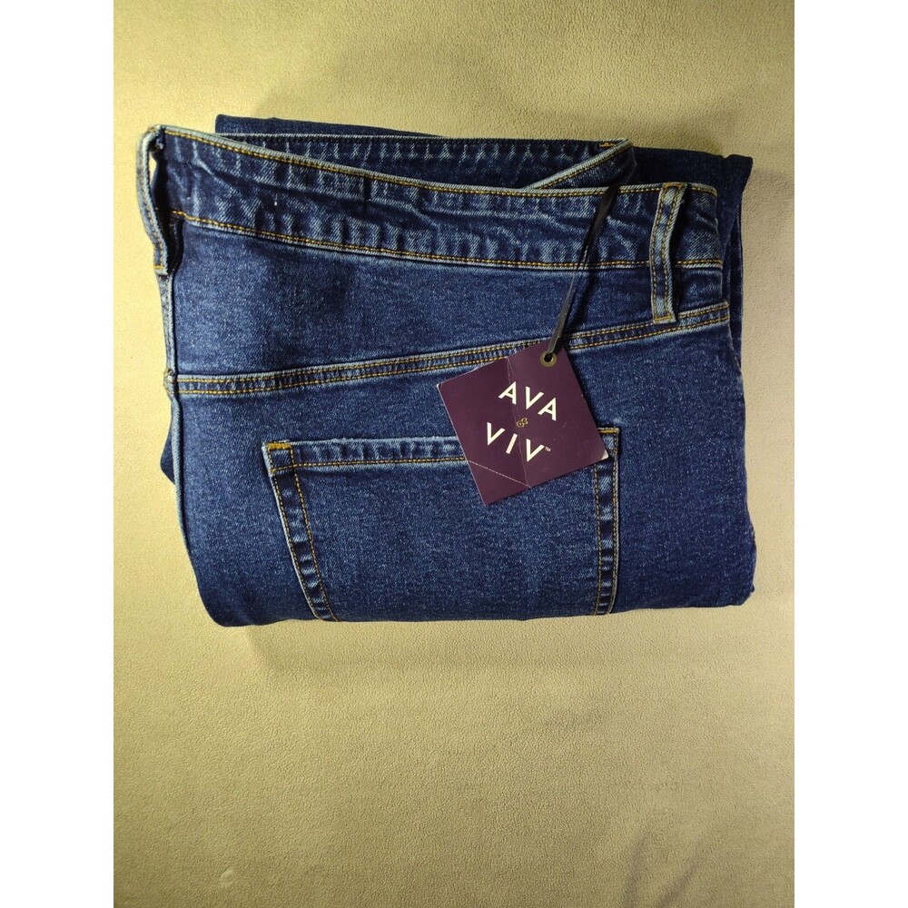 Ava & Viv Jeans High Rise 90s Look Straight Leg Dark Wash 5 Pocket